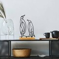 Decoratiune, Pingu, 26x8x17 cm, Metal, Lemn/Negru