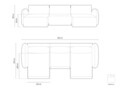 Coltar panoramic extensibil 5 locuri, Tonale, Cosmopolitan Design, 362x149x88 cm, catifea, albastru gri