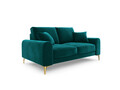 Canapea, Madara, Mazzini Sofas, 2 locuri, gold legs, 172x102x90 cm, catifea, turcoaz