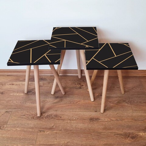 Set masute 3 piese, Leona, 3Shp334, Negru