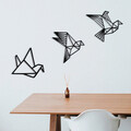 Decoratiune de perete, Origami, metal, 100 x 31 cm, negru