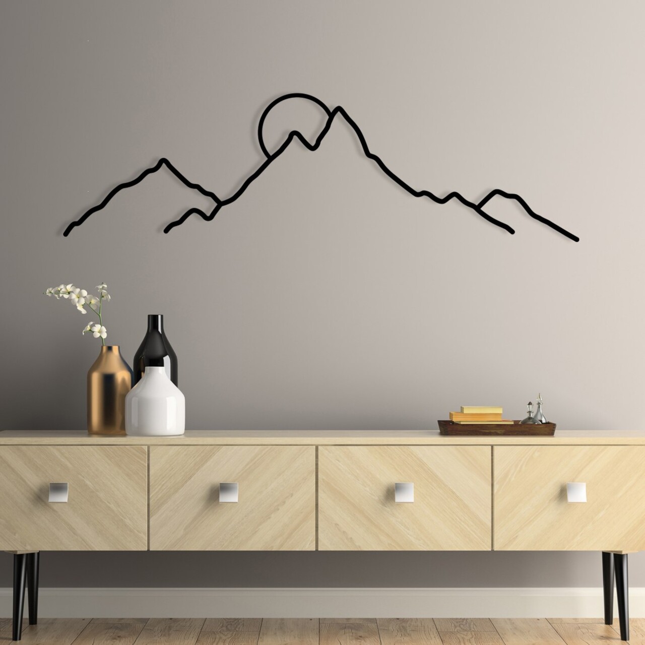 Decoratiune de perete, Ayers, Dimensiune: 100 x 29 cm, Negru - view 3