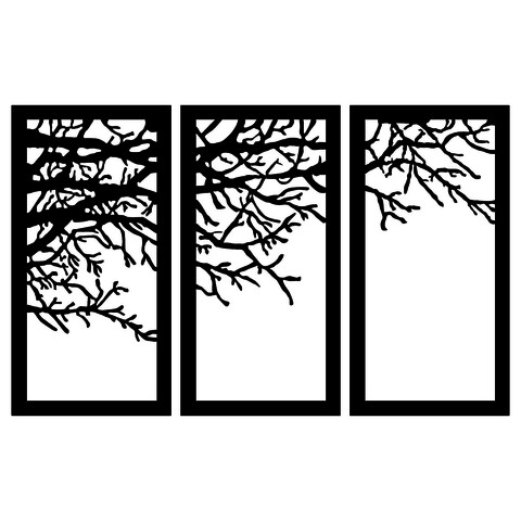 Set 3 decoratiuni de perete, Tree 11, Tanelorn, 112×70 cm, metal