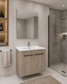 Set Dulap de Baie cu Chiuvetă și Oglindă (2 Piese), Hanah Home, Snap 60, Mesteacăn musonic