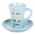 Set 6 cesti cu farfurie pentru cafea Love, Creaciones Meng, 80 ml, ceramica