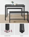 Set masa si 2 banci, Vasagle, 110x70x75 cm/97x30x50 cm, PAL/otel, negru