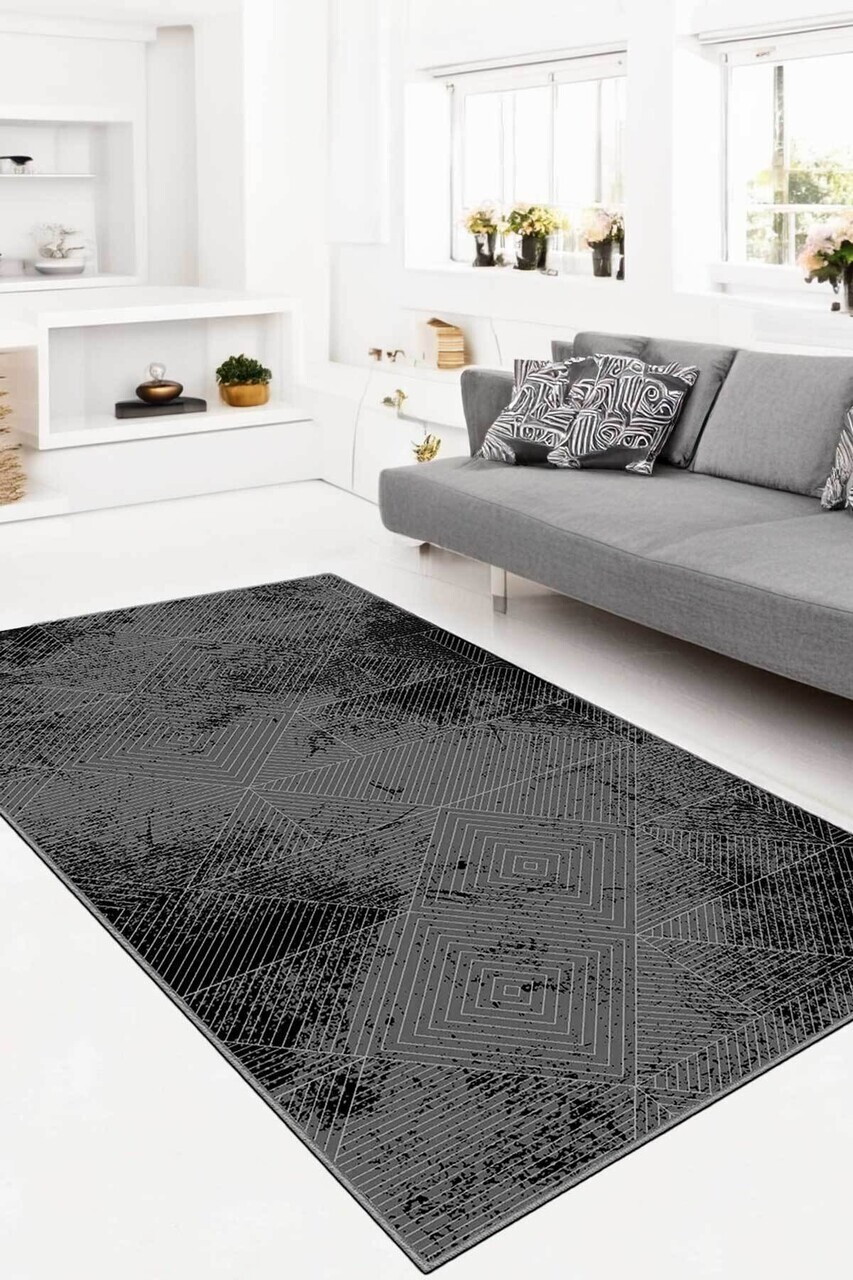 Covor, CLR-0000283-008, 100x200 cm, Poliester, Antracit — imaginea 2