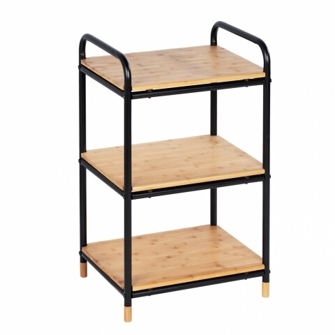 Etajera cu 3 rafturi Loft, Wenko, 33.5 x 42 x 69 cm, bambus/metal, natur/negru mezoni.ro