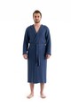Halat de baie unisex, DC Home, Muslin, Bumbac , Albastru navy