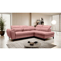 Coltar extensibil dreapta 4 locuri ELTAP, RT-24NU, Noble, 255x201x100 cm, lemn/poliester, roz