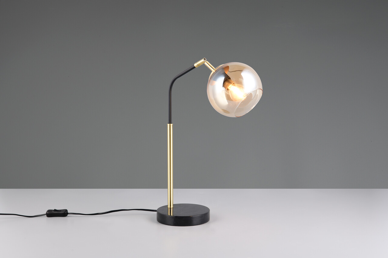 Lampa de masa Paxton, TRIO, 28x15x45 cm, 10W, 1x E14, metal, negru/auriu