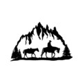 Decoratiune de perete, Cowboy, Metal, Dimensiune: 70 x 44 cm, Negru