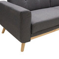 Canapea extensibila 3 locuri Carmelo, Pakoworld, 214x80x86 cm, lemn/textil, gri inchis