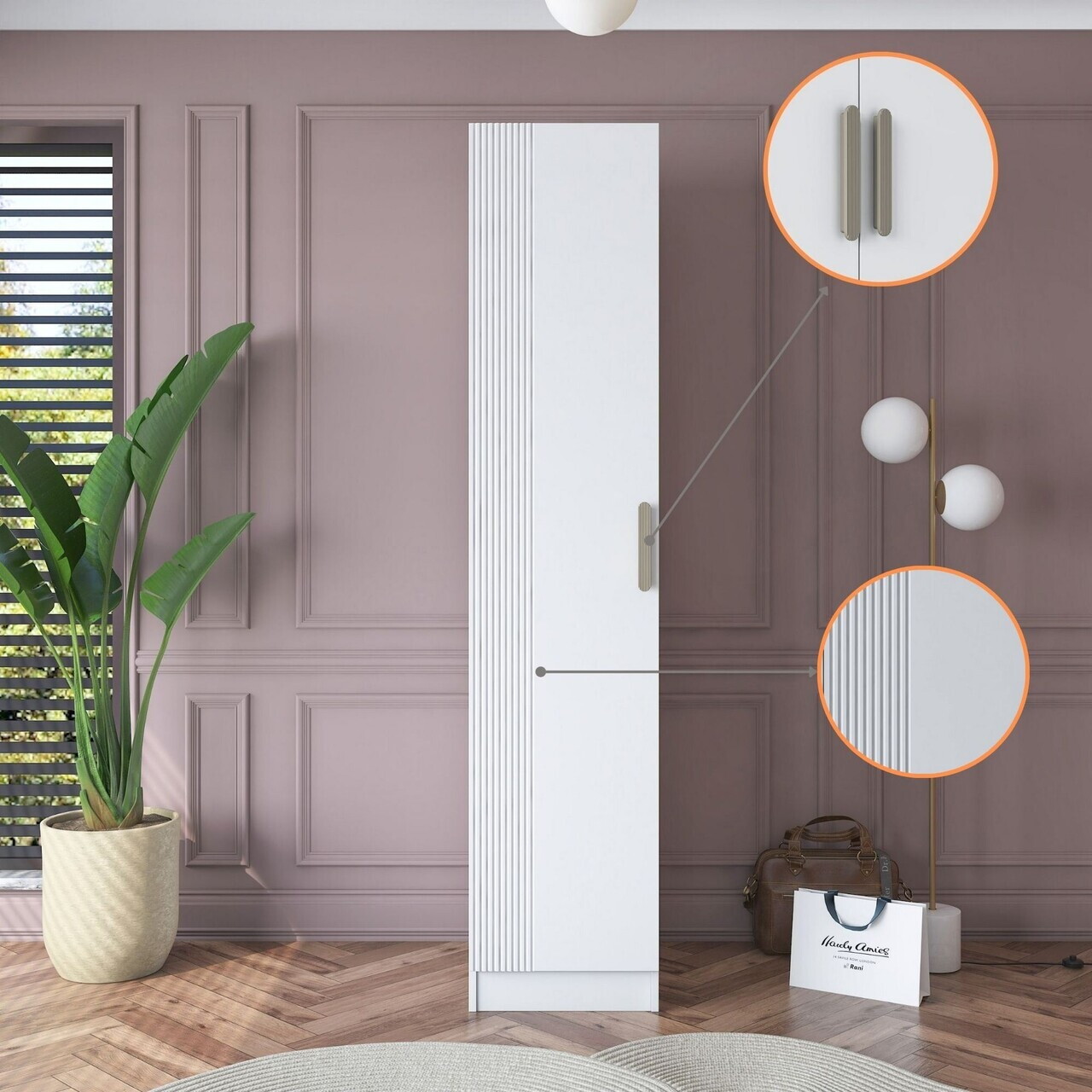 Dulap pentru haine, Hanah Home, BA182, 45x210x57.5 cm, PAL melaminat, Alb - view 3