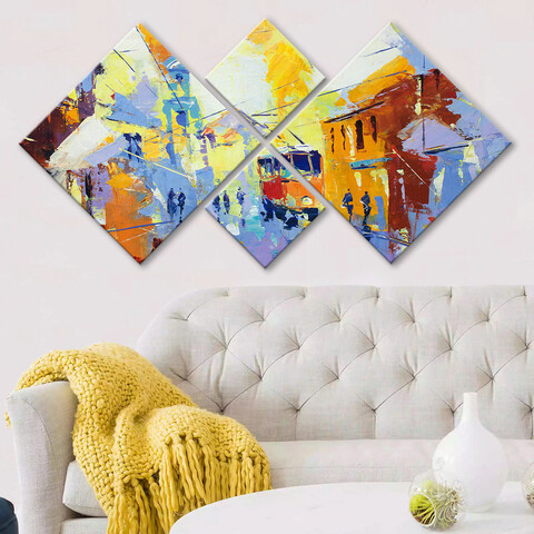 Set 4 tablouri decorative, 4mdf446402158, mdf, imprimat uv, multicolor