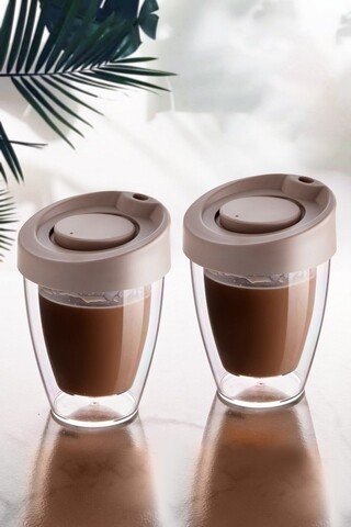 Set 2 pahare UR-3376-Krem-2ad, Kosova, 200 ml, plastic