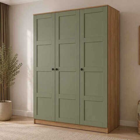 Dulap pentru haine, Hanah Home, Loren 1600-236, 135.8x188.6x53.8 cm, Nuc / Verde