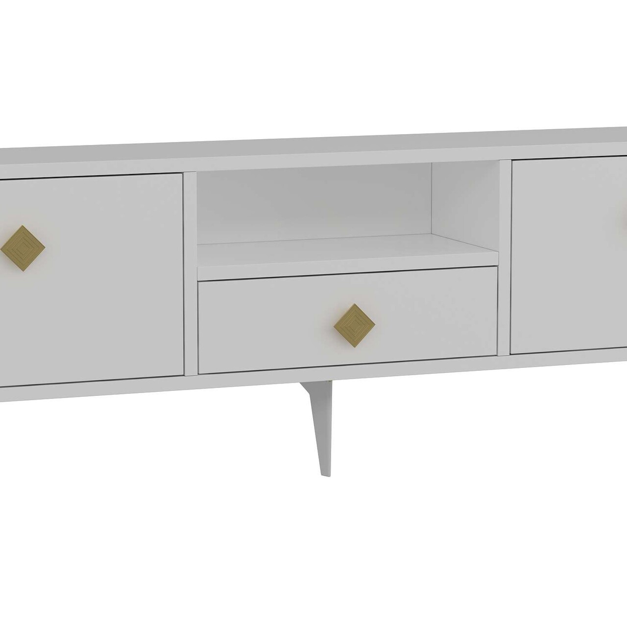 Comoda TV, Hanah Home, 1304-DROP-1, 140x49x30 cm, PAL , Alb/Auriu - view 6