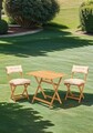 Set mobilier de gradina 3 piese, Meya Dekor, My003A, Lemn de fag, Natural / Crema