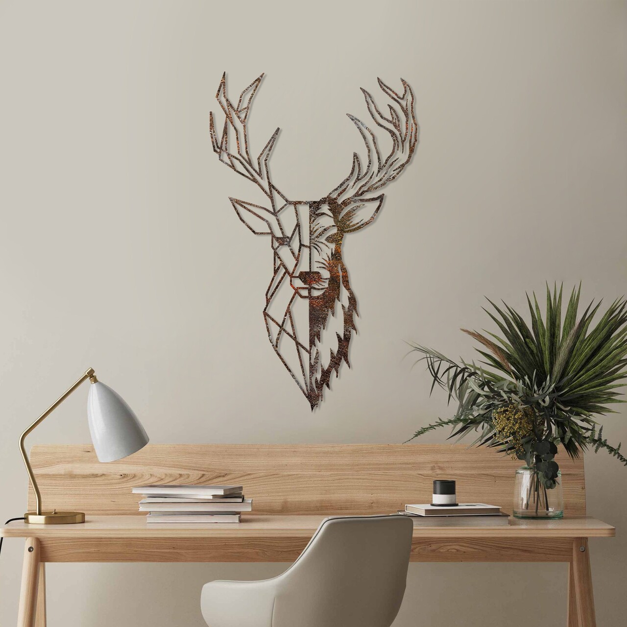 Decoratiune de perete, Rusty Deer 3, 70 x 42 cm, Maro antichizat - view 2