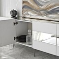 Comoda TV, Neostill, Leon, 180x59x35 cm, PAL, Alb / Argintiu