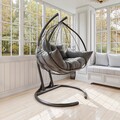 Leagan de gradina/terasa Hanedan, Kalune Design, 150x124x189 cm, antracit/negru