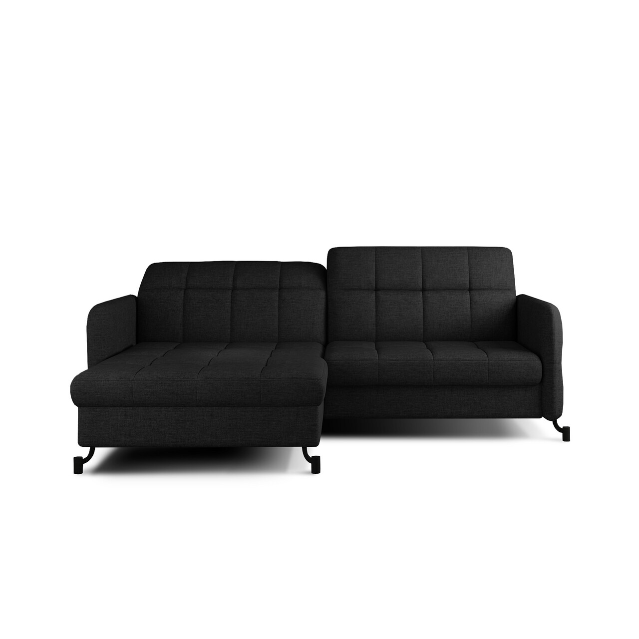 Set coltar extensibil stanga 3 locuri si taburet ELTAP, Lor_LP_27, Lorelle, 225x160x105 cm / 100x70x45 cm, lemn/poliester, negru - view 2