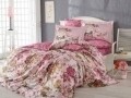 Lenjerie de pat dubla, 6 piese, 240x260 cm, 100% bumbac satinat, Hobby, Rosanna, roz