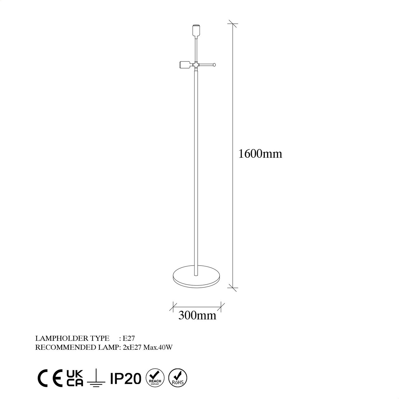 Lampadar, Fulgor, 942FLG1515, Metal, Negru