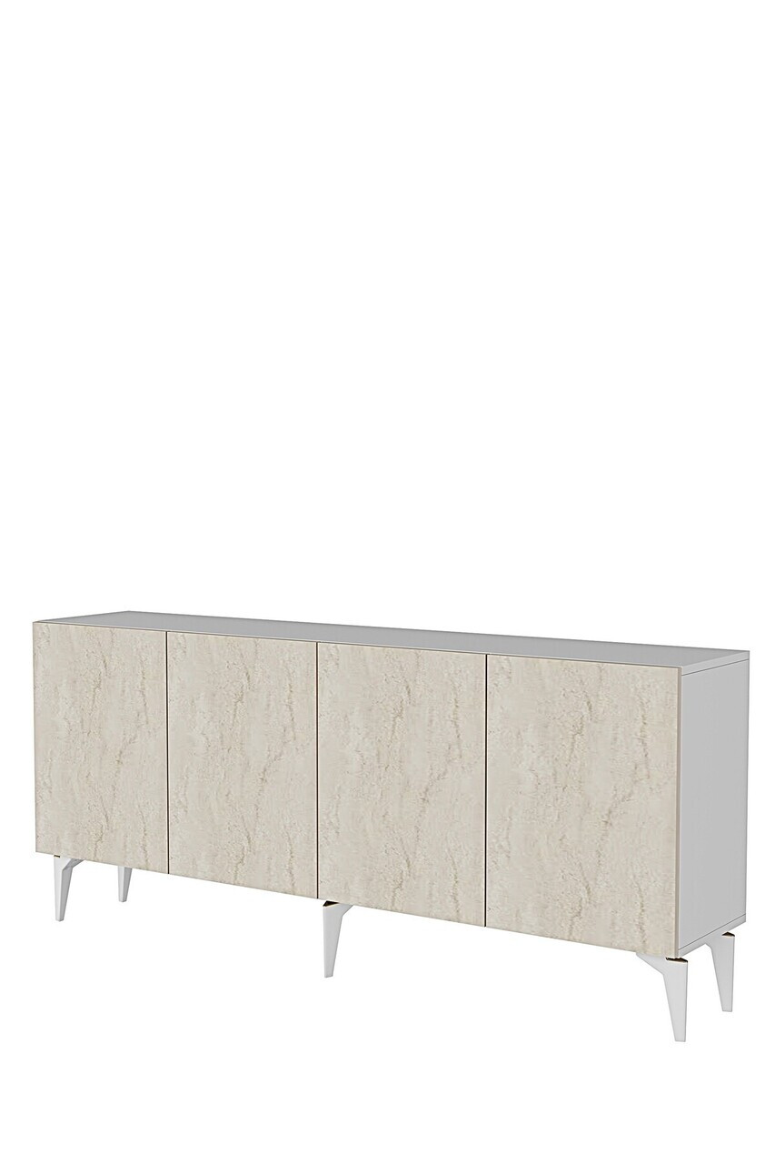 Consola, Hanah Home, Lipa 180, 180x79x32 cm, Alb / Travertin — imaginea 3