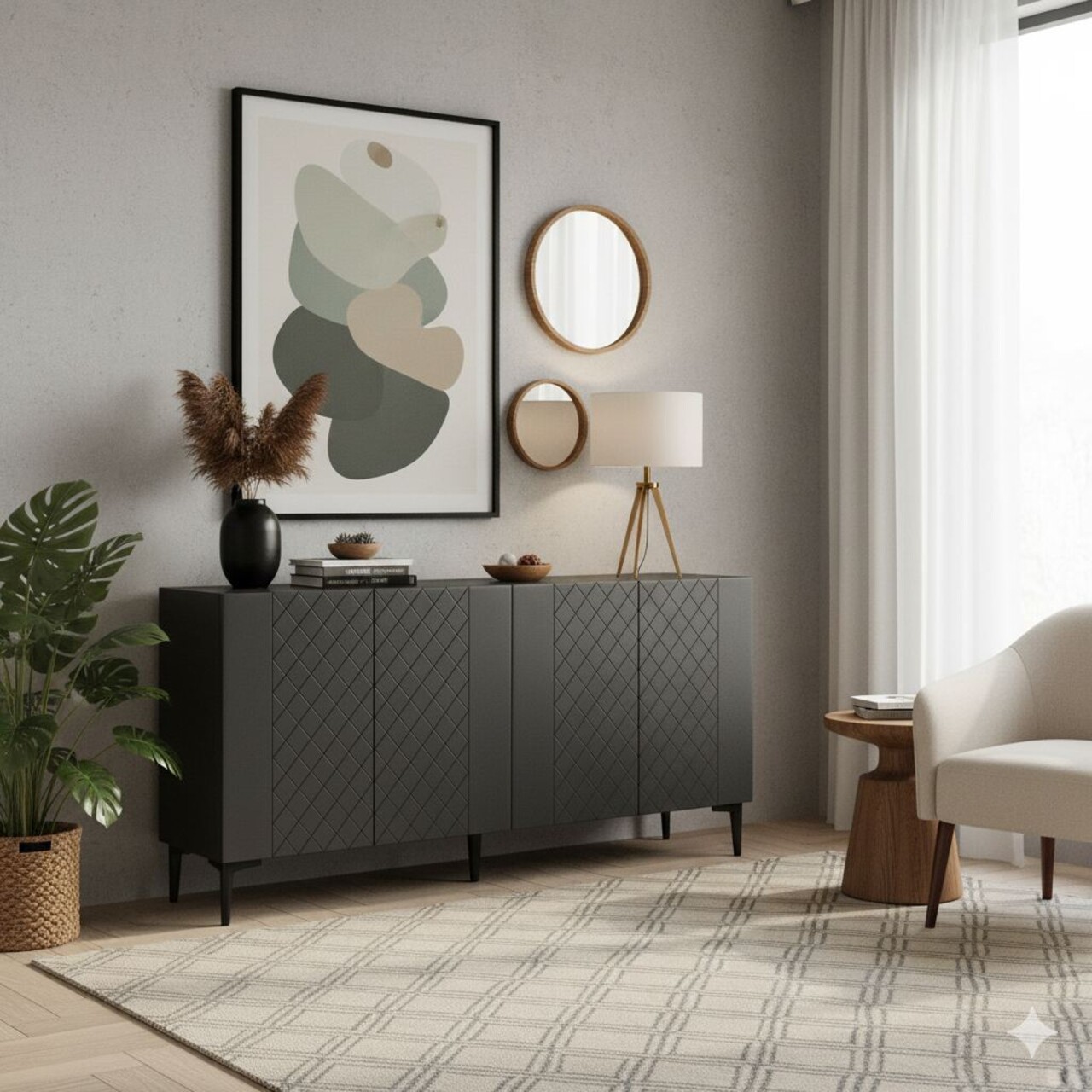 Consola, Hanah Home, Resso 150, 150x75x32 cm, Antracit - view 3