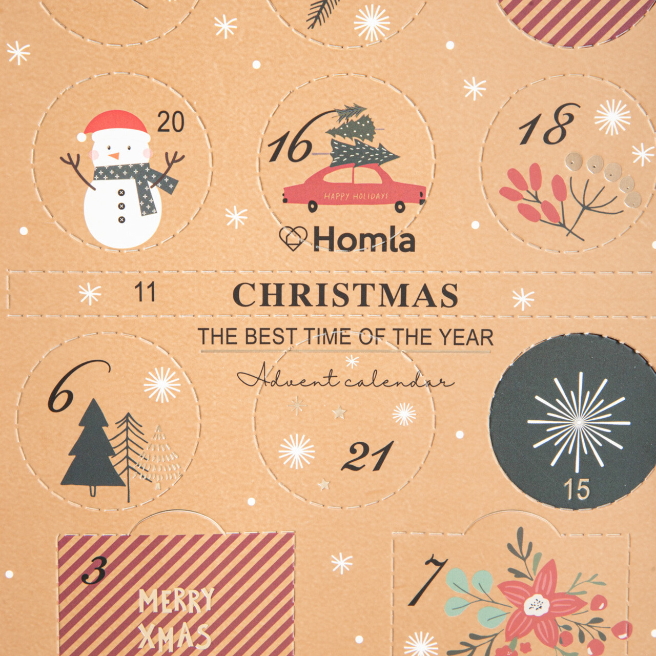 Calendar advent Santas Selections, Homla, 24 piese, bej — imaginea 3