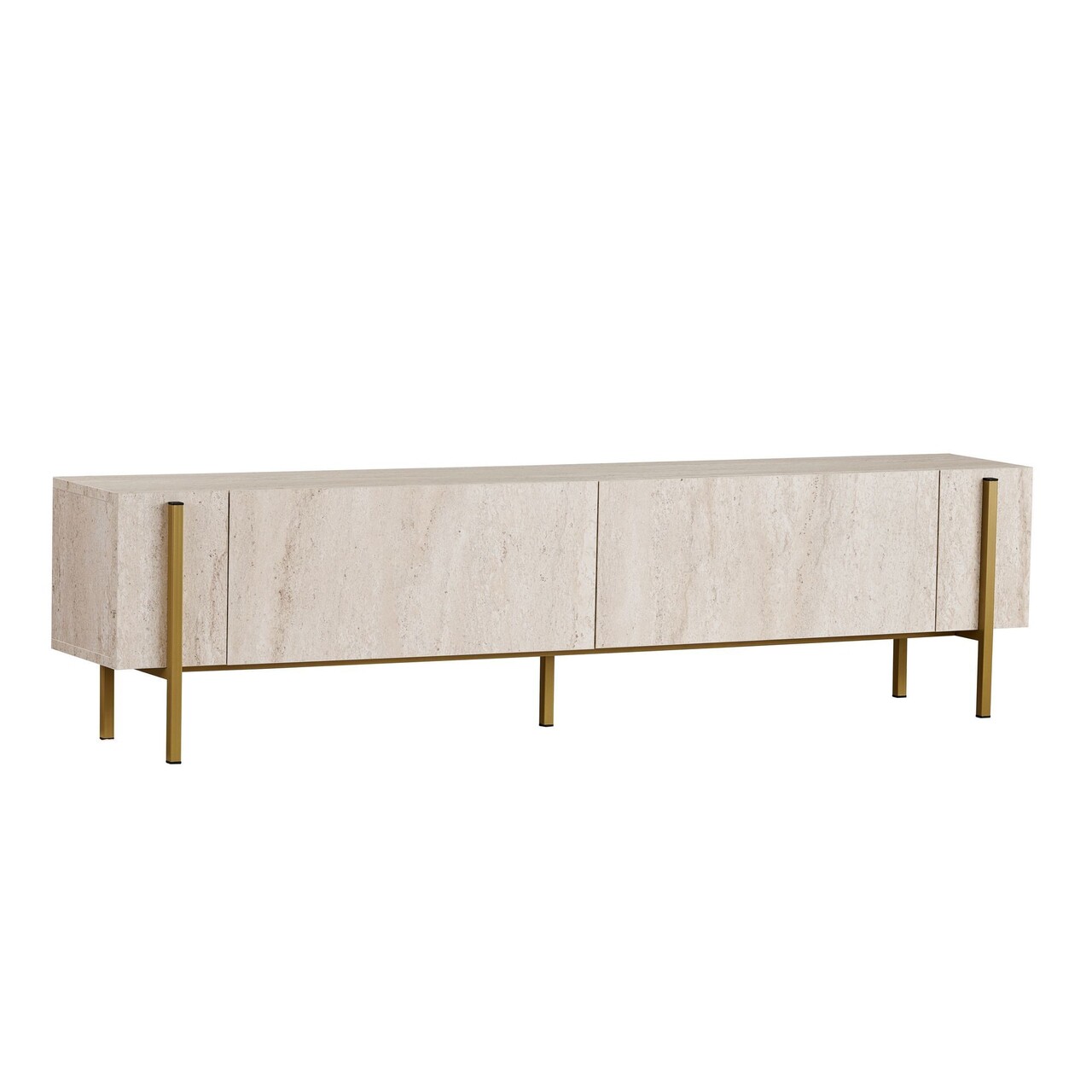 Comoda TV, Hanah Home, Nexus, 180x30x45 cm, Travertin / Auriu - imagine 7