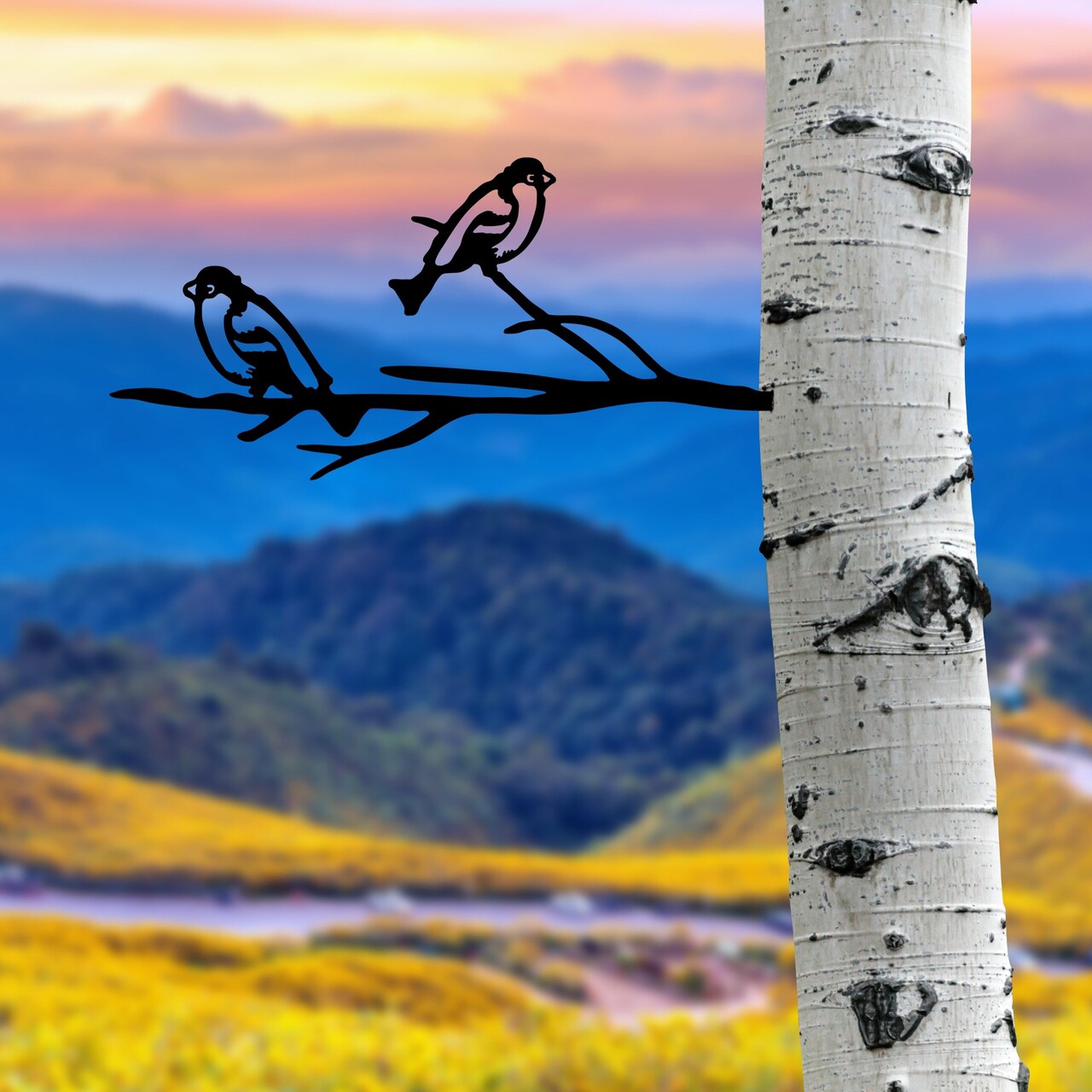 Obiect decorativ de grădină, Bird On The Branch 08, 45x20 cm, Negru - view 2