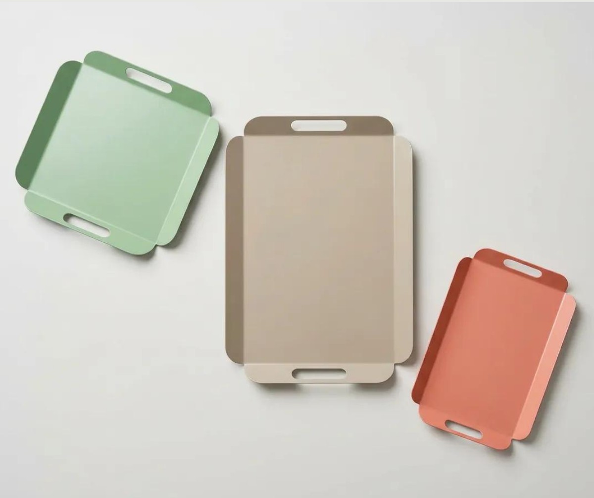 Set de tavi, Hermia, 289ALV1132, Metal, Dimensiune: 29 x 29 x 2,5 cm (1 bucată), Crem / Verde / Roz