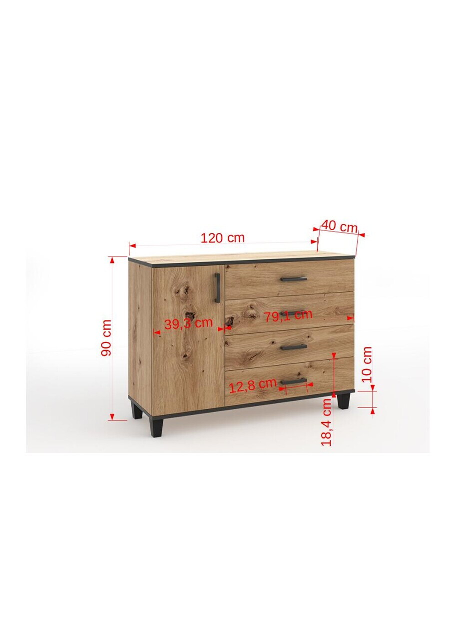 Comoda ADRK, Pola 02, 120x40x90 cm, PAL laminat, artisan — imaginea 4