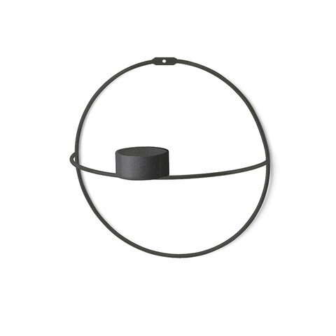 Decoratiune de perete, wr018, metal, suport lumanare, negru