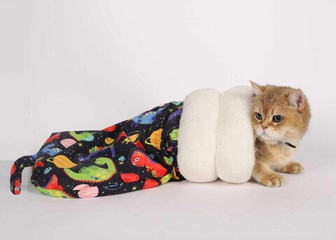 Pat pentru pisici, Paws & Whiskers, Uyku Tulumu, Poliester, Multicolor