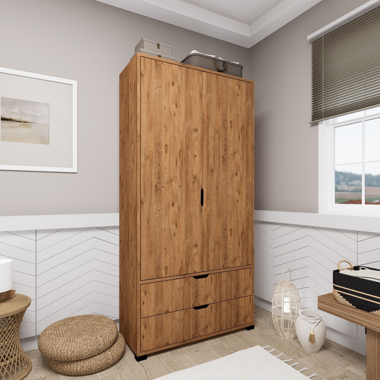 Dulap pentru haine, Miwood, Atlas 1600-51, Maro - 1 | YEO