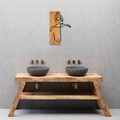 Decoratiune de perete, MA-295, 50% lemn/50% metal, Dimensiune: 58 x 36 cm, Nuc / Negru