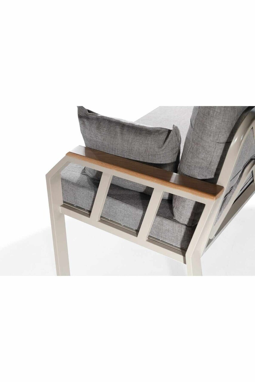 Set mobilier de gradina, Hanah Home, Nergiz 3+1+1, Metal, Maro - view 4