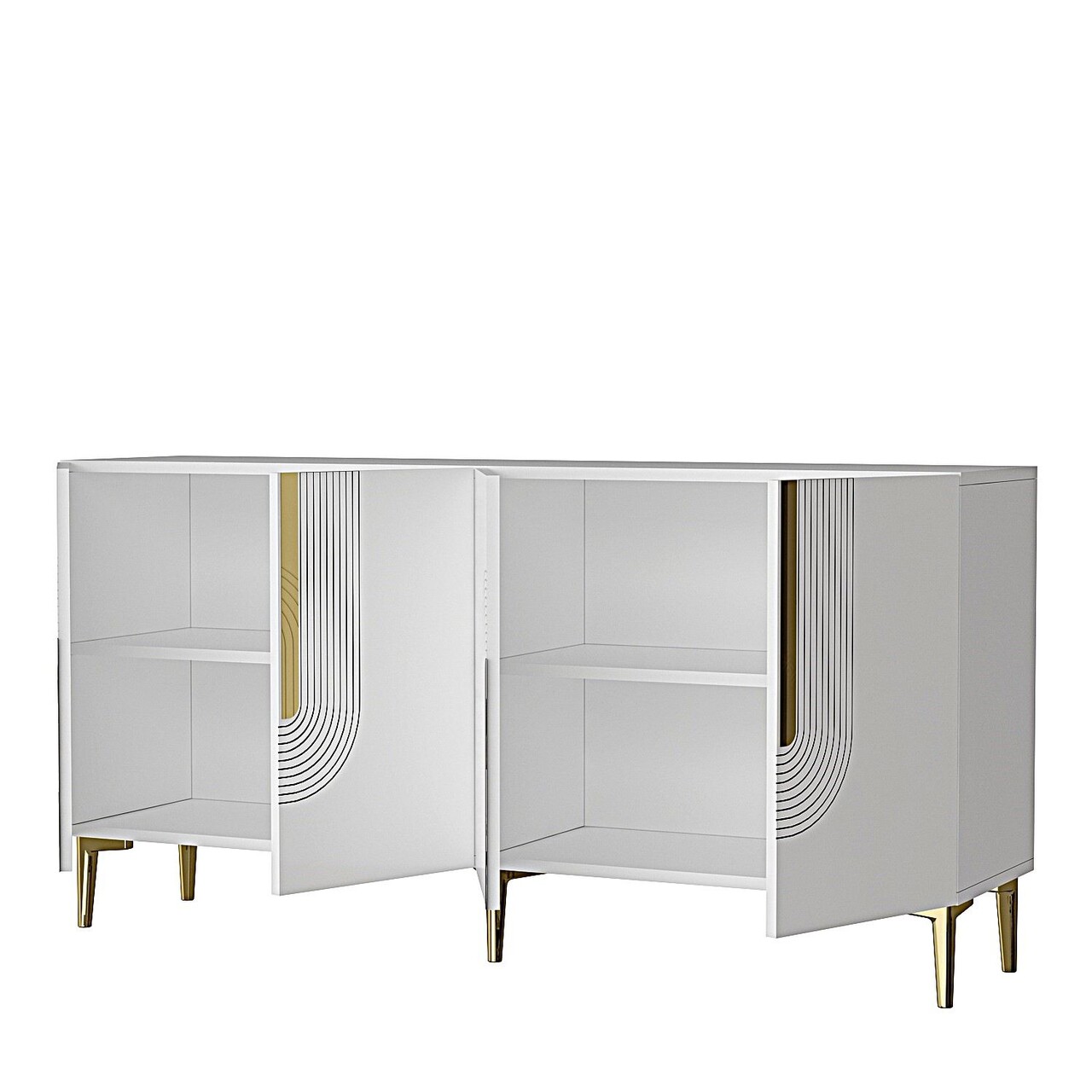 Consola, Hanah Home, Meyra 150, 150x75x32 cm, PAL , Alb/Auriu - view 5