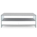 Masuta pentru cafea cu 2 sertare, Norrel, L.120 l.60 H.45, pal/mdf/sticla, alb/gri