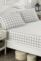 Set de pat dublu (cearceaf cu elastic si perne) 3 piese, Artus - Black, Eponj Home, 65% bumbac/35% poliester