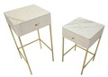 Set 2 masute inalte Wedding, Mauro Ferretti, 45x90 cm, lemn de pin/MDF/metal, crem/auriu