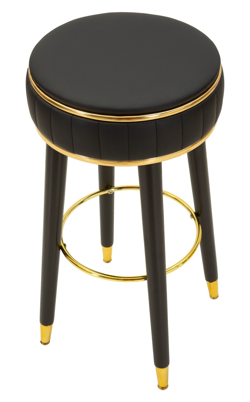 Scaun de bar, Mauro Ferretti, London, 38x74 cm, lemn de pin/piele ecologica, negru/auriu - imagine 4