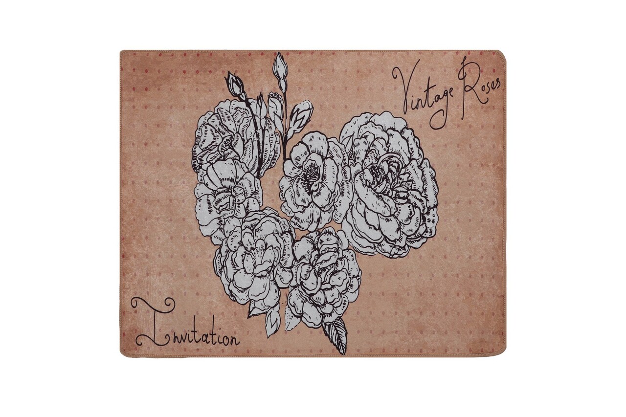 Covoras de baie, L'essentiel Maison, Vintage Roses (80 x 100), 80x100 cm, Galben / Negru / Alb - view 3