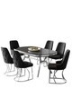 Set masa si scaune (7 piese), Hanah Home, Epal, Sonata / Crom / Negru