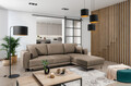 Coltar extensibil dreapta 4 locuri ELTAP, RT-20NU, Dalia, 289x190x95 cm, lemn/poliester, maro deschis