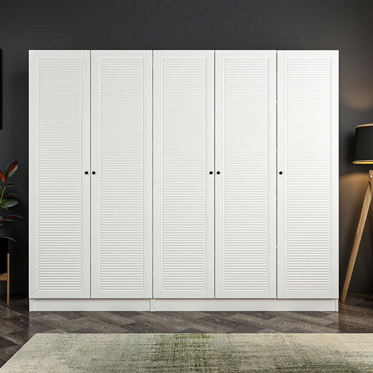 Dulap pentru haine, Minerva, Kale, 225x190x52 cm, PAL, Alb - 1 | YEO